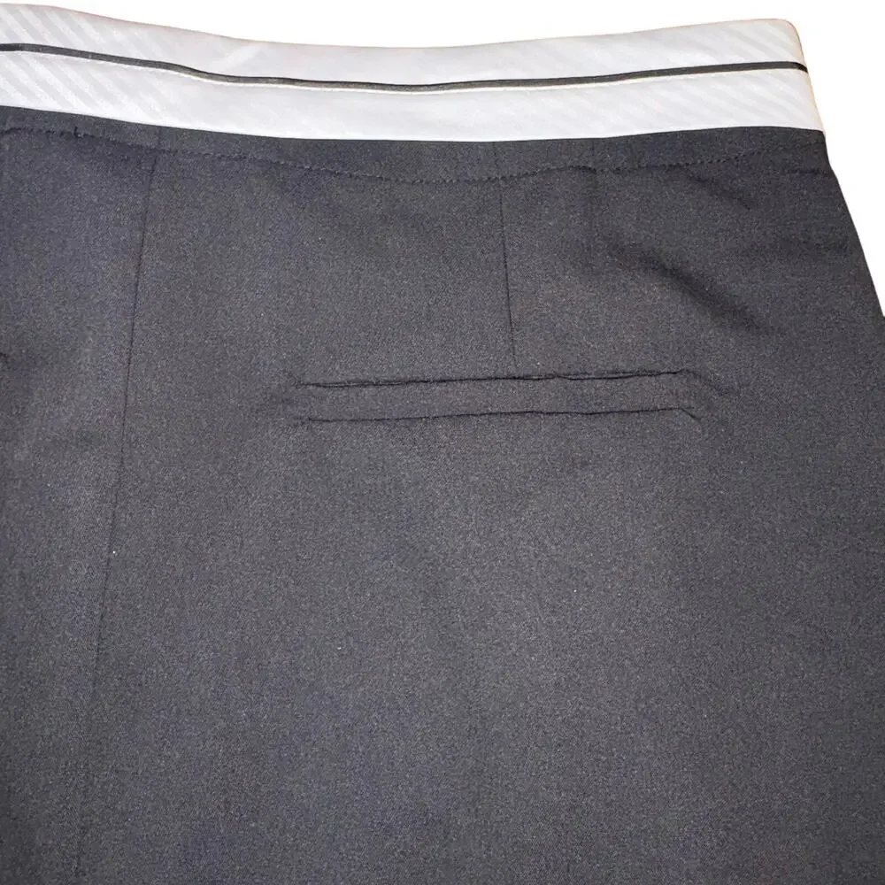 HYFVE Black Pleated Preppy Skort Size L Foldover Striped Waist Mini Skirt Pocket